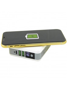 Batería externa Power Bank Ksix, 6.700mAh, 5W, Carga inalámbrica, 4  adaptadores internacionales, USB, USB C