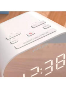 Radio Despertador PHILIPS TAR4406 (Blanco - Digital - Doble Alarma -  Batería y Pilas)